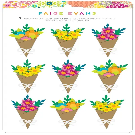 Paige Evans Splendid Dimensional Stickers - Bouquets, 9pcs {2}