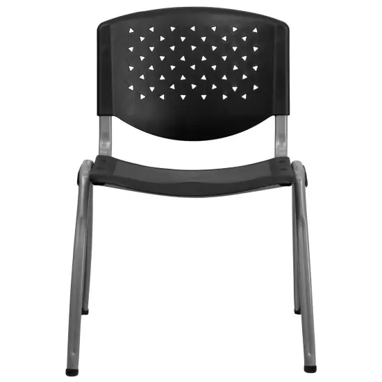 Emma and Oliver Home and Office Plastic Stack Chair with Perforated Back - Guest Chair Black {3}