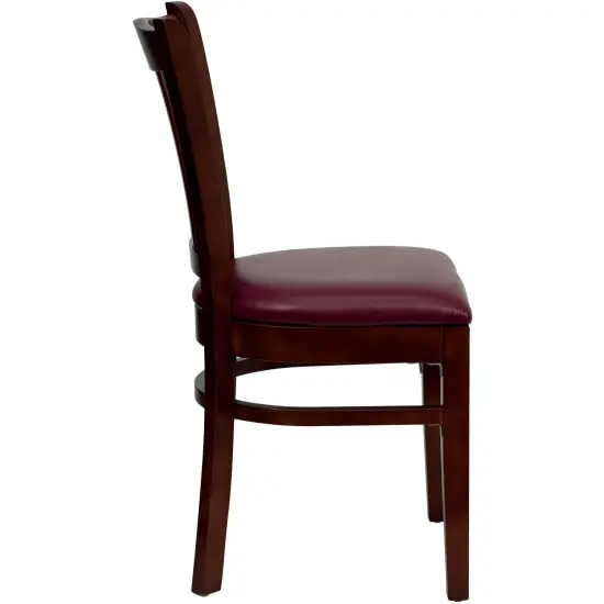 Emma and Oliver 2 Pack Vertical Slat Back Wooden Restaurant Chair BurgundyVYL/Mahogany {4}