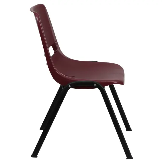 Emma and Oliver Ergonomic Shell Student Stack Chair - Classroom Chair / Office Guest Chair Burgundy {6}
