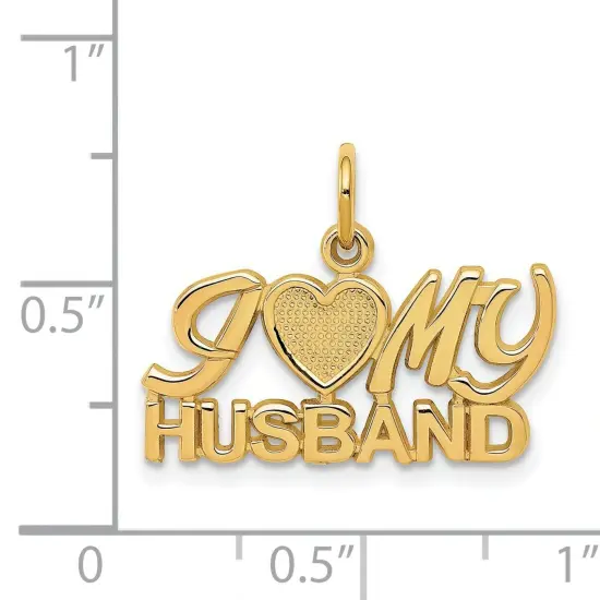 14K Gold I Love My Husband Charm Love Pendant Jewelry 17mm x 22mm {4}