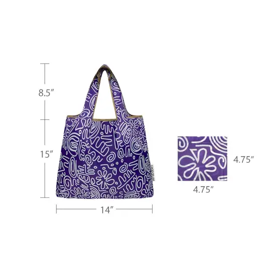 Wrapables Medium Foldable Tote Nylon Reusable Grocery Bag (Set of 2), Swiggle {2}