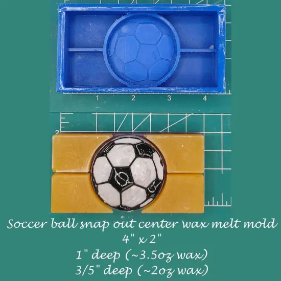 Soccer Ball Snap Out Center Wax Melt Snap Bar Silicone Mold {1}