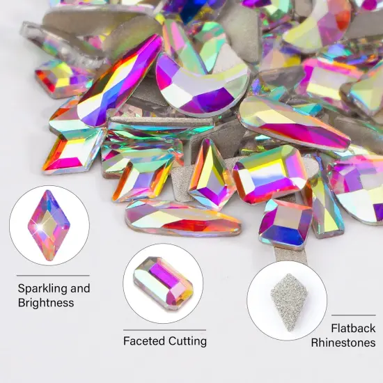 1820 Pieces Rhinestones Nail Gems, 12 Styles 3D Glass Crystals Charms Shiny Multi Shape Flatback Nail Rhinestones for Nail Art with Picker and Tweezers for DIY Nail Art {6}