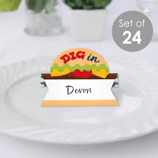 Big Dot of Happiness Fire Up the Grill - Summer BBQ Picnic Party Tent Buffet Card - Table Setting Name Place Cards - Set of 24 {3}
