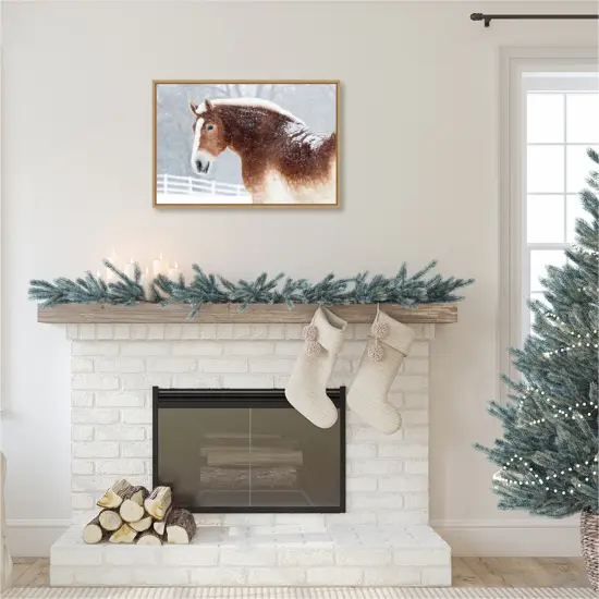 Snowy Draft Horse by Sue Schlabach Canvas Art Framed {5}