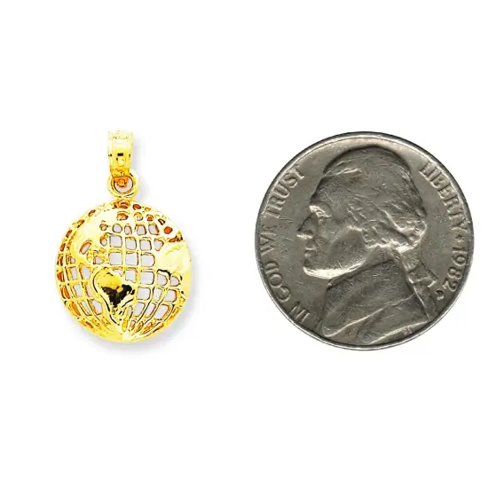 14K Gold Polished Globe Pendant Jewelry FindingKing 21.1mm x 13.2mm {2}