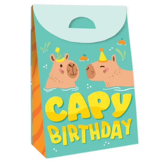 Big Dot of Happiness Capy Birthday - Capybara Gift Favor Bags - Party Goodie Boxes - Set of 12 {4}