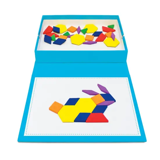 Rainbow Pattern Blocks, Magnetic, Assorted Colors, 100 Pieces {3}