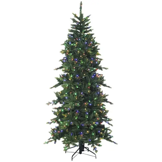 Realistic Christmas Tree - 7.5' Icelandic Fir Color+Clear LED - Hook On Branches - HOLIDAY TREE {5}