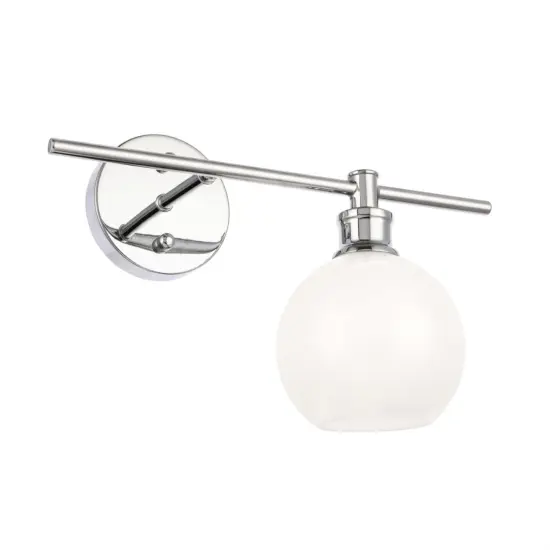 Collier 1 light Chrome and Frosted white glass right Wall sconce {5}