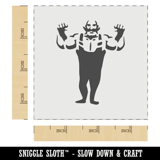 Buff Strong Bald Circus Man with Mustache Wall Cookie DIY Craft Reusable Stencil {5}