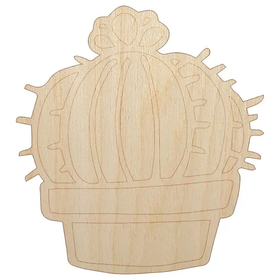 Hand Drawn Cactus With Flower Doodle Unfinished Wood Shape Piece Cutout for DIY Craft Projects {7}