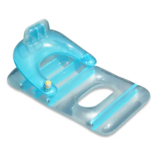 Swim Central 66" Inflatable Light Blue and Clear Classic Swimming Pool Lounge Chair {1}