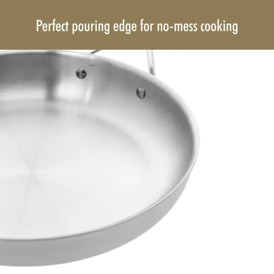 Demeyere Essential 5-ply 12.5-inch Stainless Steel Fry Pan with Lid {6}