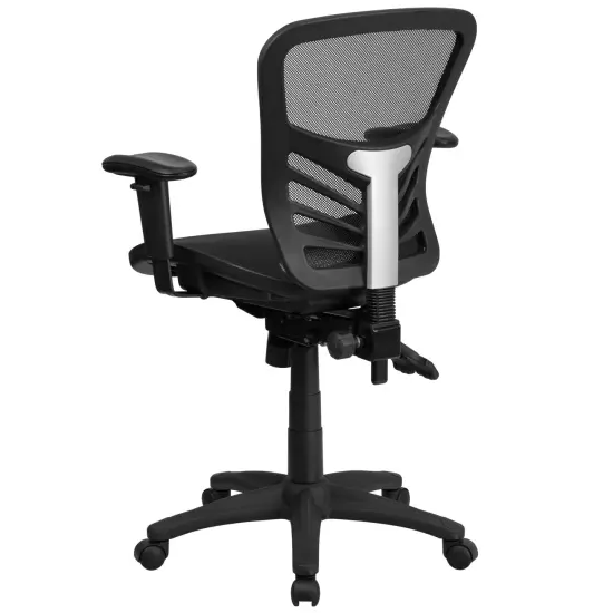 Emma and Oliver Mid-Back Transparent Mesh Multifunction Executive Swivel Ergonomic Office Chair with Adjustable Arms Black {4}