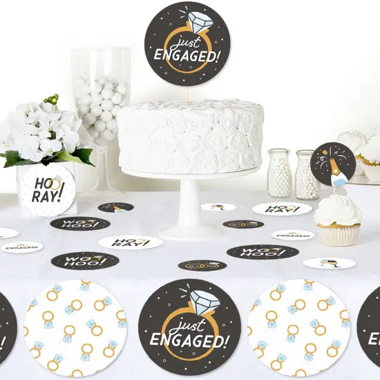 Big Dot of Happiness Just Engaged - Black and White - Engagement Party Giant Circle Confetti - Party Decorations - Large Confetti 27 Count {6}