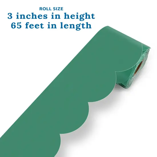 Carson Dellosa Grow Together 65Ft of Jade Green Bulletin Board Borders, 1 Roll of Scalloped Trim for Rolling Whiteboard, Cork and Posterboard, St Patricks Day, Christmas Decorations, Classroom Decor {3}