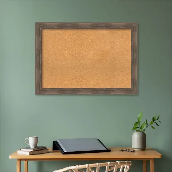Hardwood Wood Framed Corkboard, Natural Cork Hardwood Mocha {5}