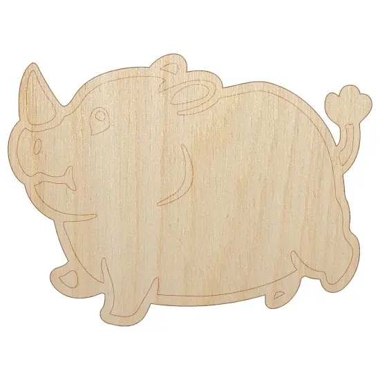Chubby Round Rhino Unfinished Wood Shape Piece Cutout for DIY Craft Projects {7}