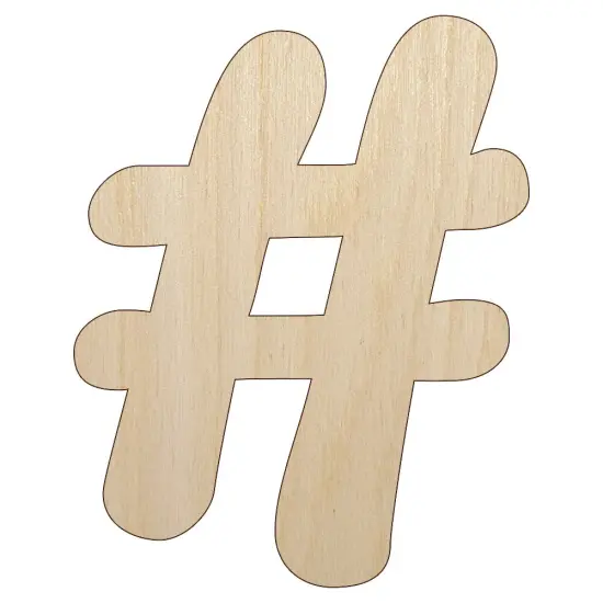 Hashtag Number Sign Unfinished Wood Shape Piece Cutout for DIY Craft Projects {1}