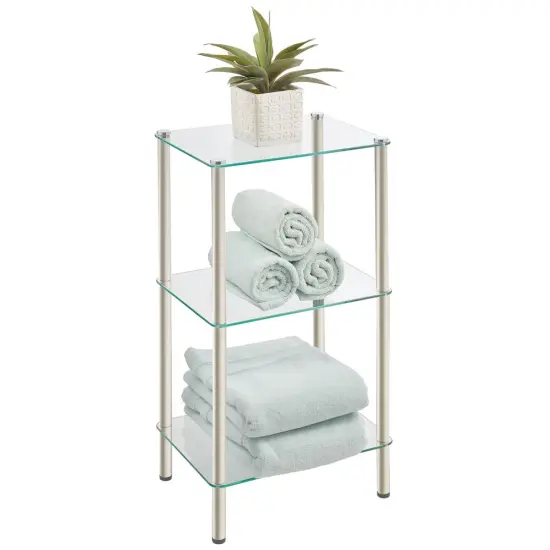 mDesign Metal/Glass Tiered Storage Tower with Open Glass Shelves {1}