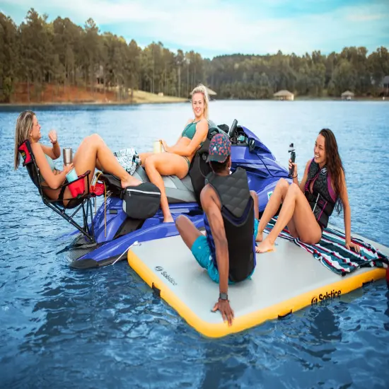 Swim Central Inflatable Private Solstice Drop Stitch Lake Dock - 8' - White and Yellow {5}