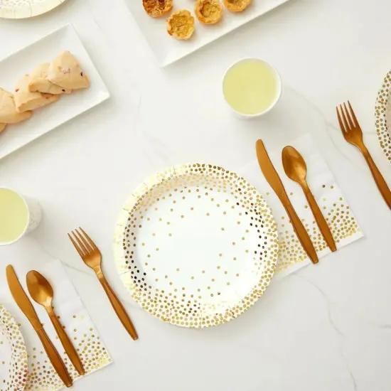 144 Piece Gold Party Supplies and Decorations for Wedding, Birthday, Serves 24 {2}