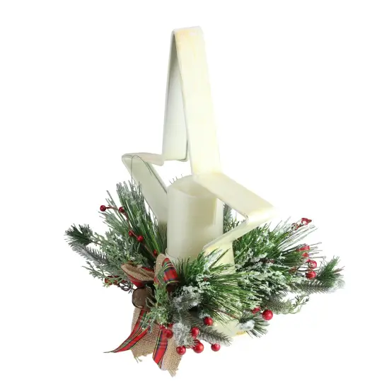 Gerson 15" Battery Operated White and Green Christmas Star Candle Holder {4}