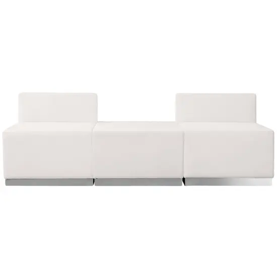 Emma and Oliver Faux Leather Modular Reception Seating Configuration, 3 Pieces Melrose White {2}