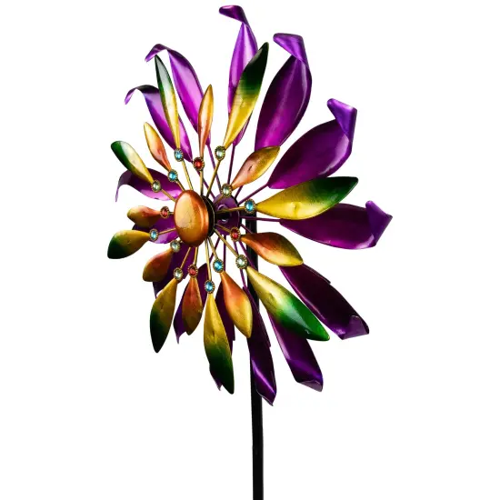 Northlight Mardi Gras Flower Outdoor Pinwheel Garden Stake - 4.5' Purple {5}