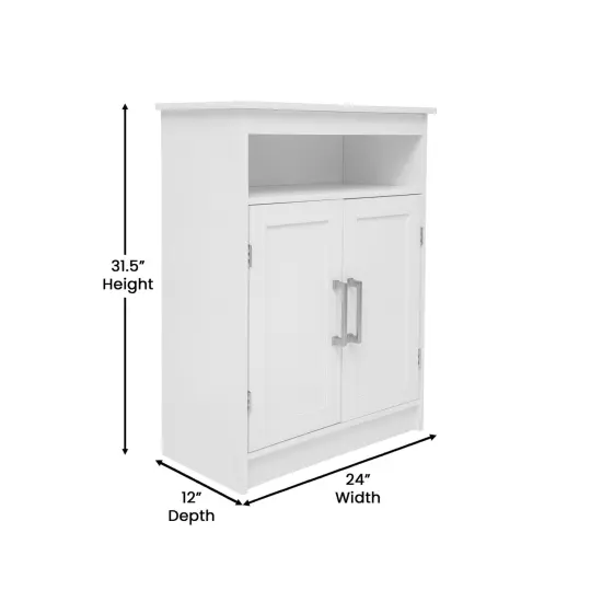 Merrick Lane Vigo Bathroom Storage Cabinet with Adjustable Cabinet Shelf, Upper Open Shelf, and Magnetic Closure Doors Gray {12}