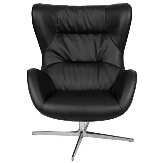 Merrick Lane Olwen Ergonomic High-Back Lounge Chair 360° Swivel Accent Chair Side Chair with 4 Star Alloy Base Gray LeatherSoft {8}