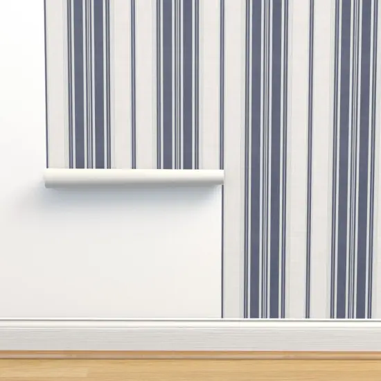 Pre-Pasted Wallpaper 2FT Wide Ticking Stripe Elegant Neutral Traditional Medium Scale Custom Pre-pasted Wallpaper by Spoonflower {2}
