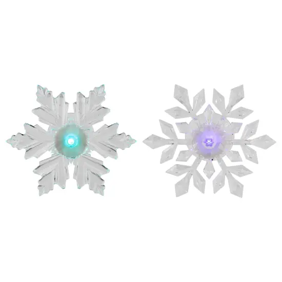 Northlight LED Lighted Icy Crystal Snowflake Christmas Window Decorations - 5.5" - Set of 2 Clear {3}