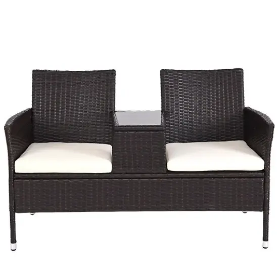 Outdoor Patio Rattan Cushioned Chat Set {3}