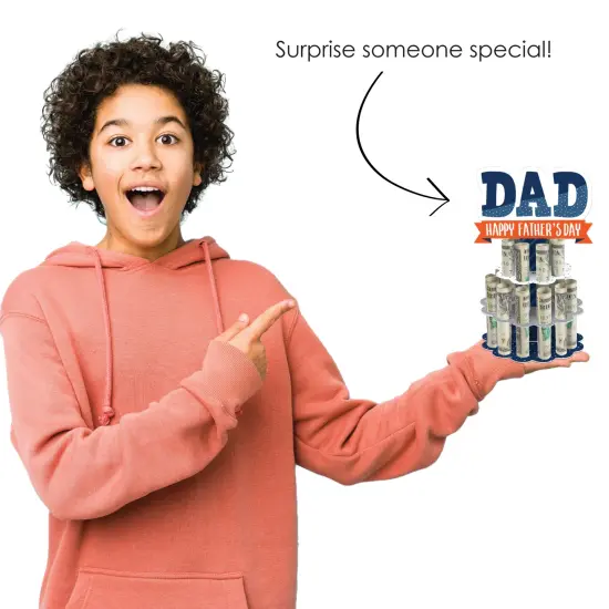 Big Dot of Happiness Happy Father's Day - DIY We Love Dad Party Money Holder Gift - Cash Cake {7}