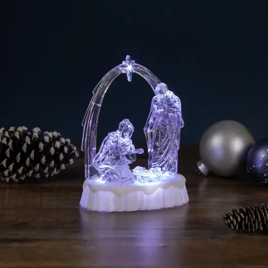 Northlight LED Lighted Musical Icy Crystal Nativity Scene Christmas Decoration - 7" White {3}