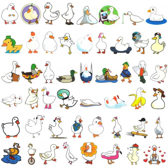 Wrapables Waterproof Vinyl Stickers for Water Bottles, Laptop, Phones, Skateboards, Decals for Teens, 100pcs Ducks and Cows {3}