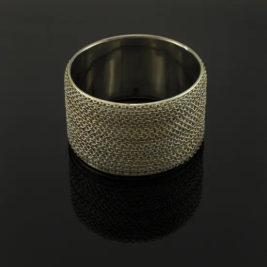 Silver Tone Link Chain Bangle Bracelet {4}