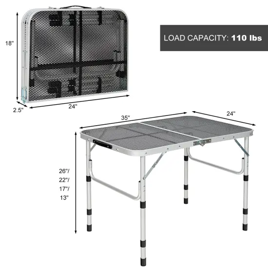 Aluminum Grill Table with Iron Mesh Top-Silver {4}