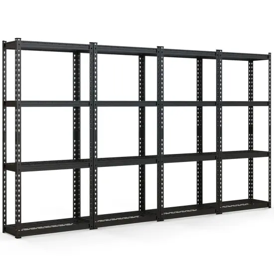 Costway 1/2/3/4 PCS 4-Tier Metal Shelving Unit Heavy Duty Wire Storage Rack with Anti-slip Foot Pads Black {10}