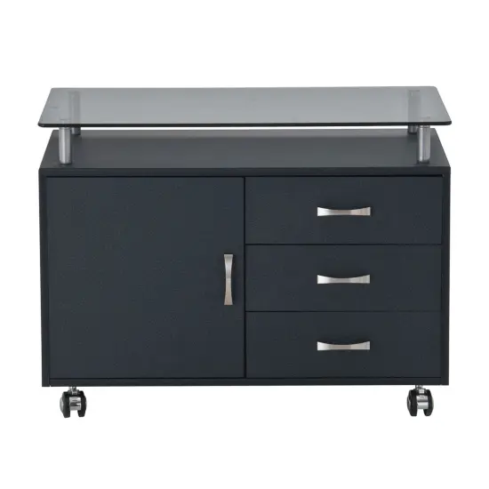 Techni Office Solutions 31.5" Graphite Black Durable Rectangular Rolling File Cabinet {3}