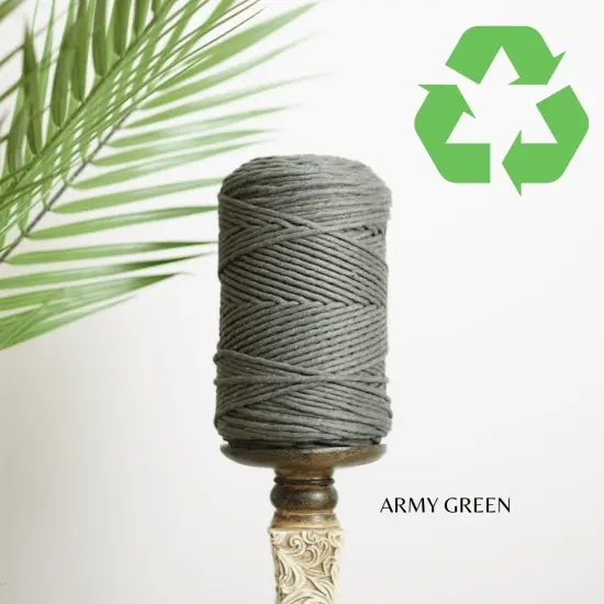 3mm Single Strand Macrame Cotton Cord, 23 Beautiful Colors, Macrame Wall Hanging, Plant Hangers, Cotton Rope for Macrame Army Green {1}