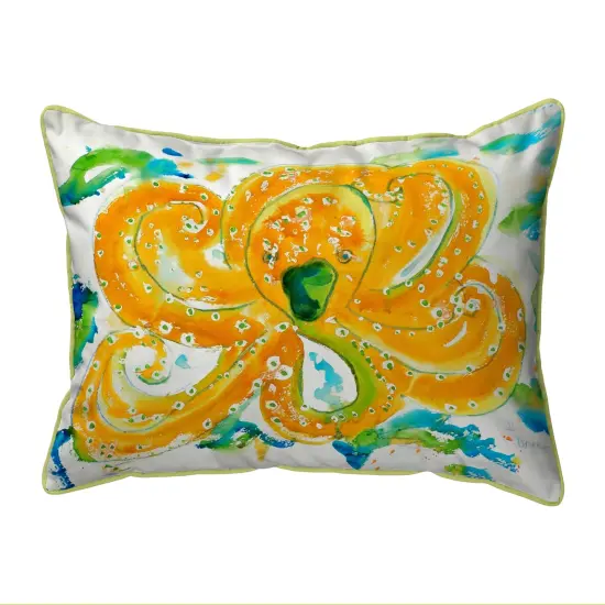 Betsy Drake Orange Octopus Extra Large 20 X 24 Indoor / Outdoor Pillow {1}