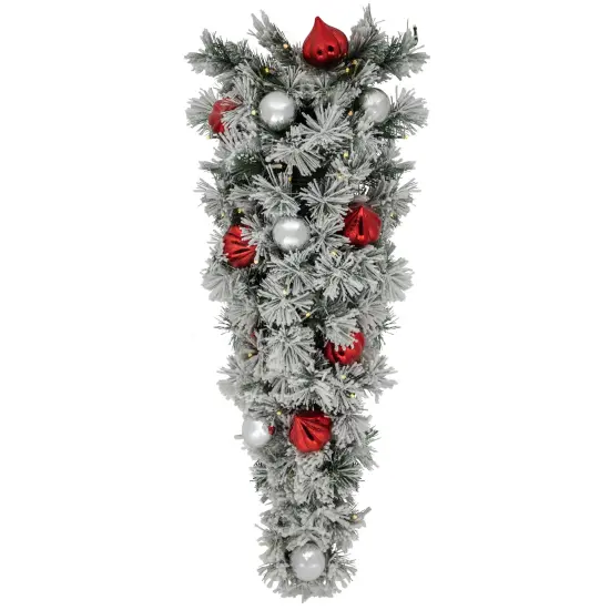 Northlight 3' Pre-Lit Snowy Bristle Pine Artificial Christmas Swag, Warm White LED Lights Green {1}