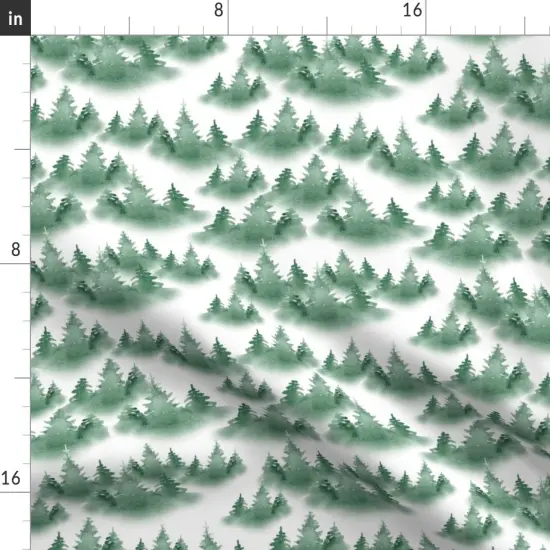 Various Fabrics by the Yard or Fat Quarter Woodland Pine Conifers Green White Pacific Northwest Forest Fog Mist Custom Printed Fabric by Spoonflower {2}