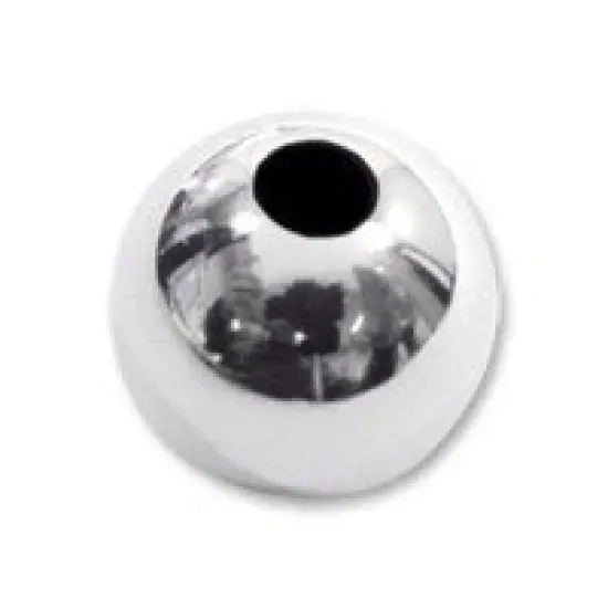 Round Beads 6mm Sterling Silver (2-Pcs) {1}