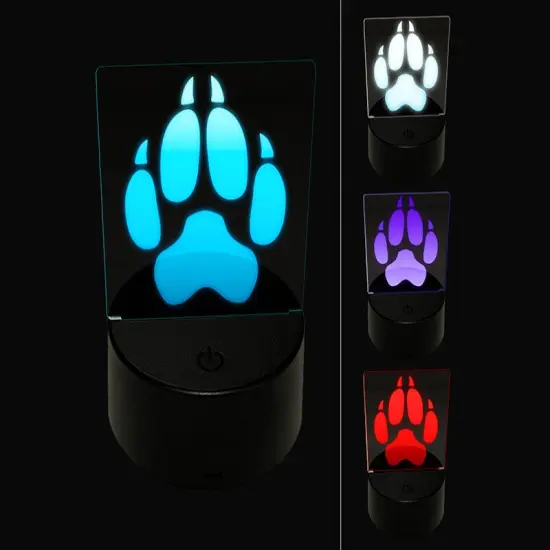 Wolf Coyote Paw Print 3D Illusion LED Night Light Sign Nightstand Desk Lamp {1}