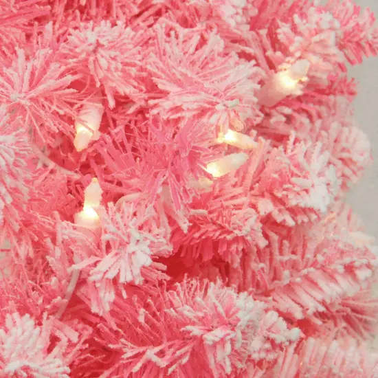 Northlight 4' Pre-Lit Flocked Pink Pine Slim Artificial Christmas Tree - Clear Lights {4}